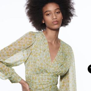 Zara printed shirt with metallic thread NWT